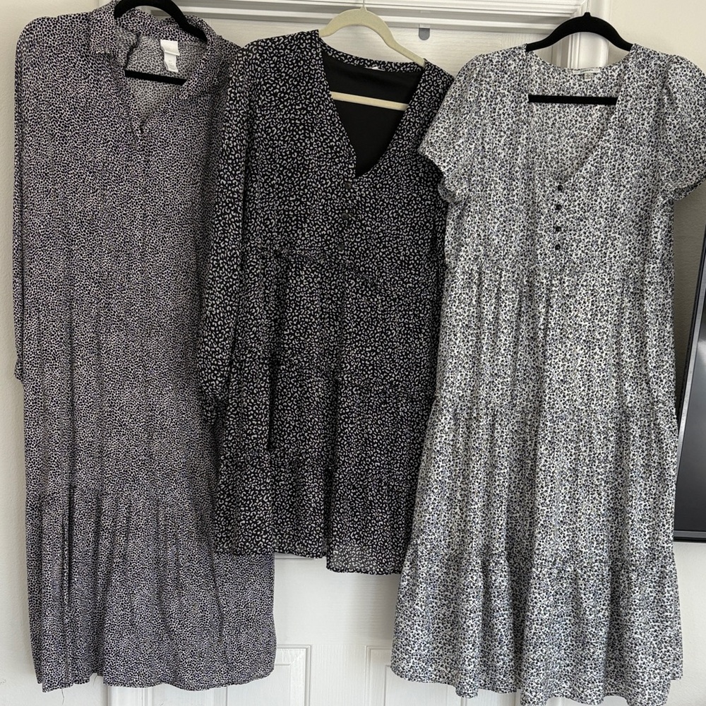 Elegant Black and White Floral Dress